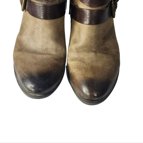 Martina Buraro Italy Leather Ankle Boots Harness Distressed Fleece Lined Heel - Picture 3 of 7